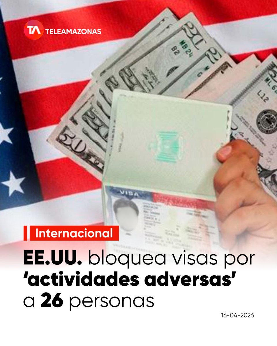 teleamazonasec's tweet image. #INTERNACIONAL | Estados Unidos endurece su política de visados para América Latina y el Caribe. 🇺🇸🚫🌎
El Departamento de Estado bloqueó la entrada a 26 personas por actividades "adversas" a sus intereses de seguridad. 🏛️⚠️
Conoce los alcances de esta nueva política aquí :