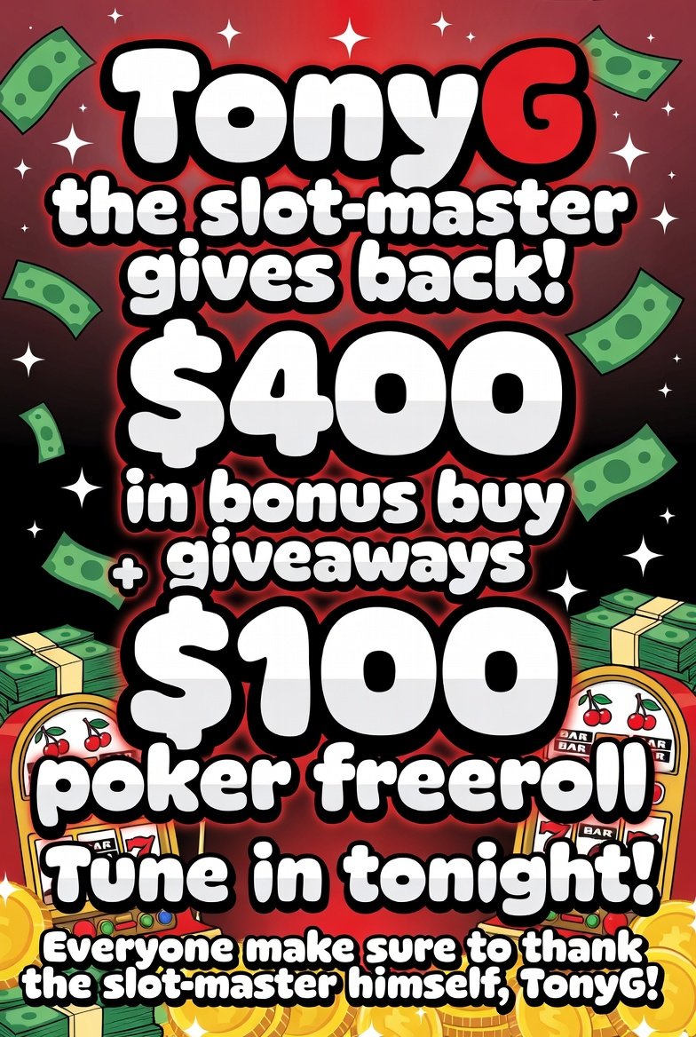 justin_gambles's tweet photo. 🚨FREE MONEY ALERT🚨

•One of our community members recently hit HUGE on some slots and is giving back!⭐

•For the next two streams TonyG will be sponsoring a total of $400 worth of bonus buy giveaways+ $100 poker freeroll!♠️

•Dont miss out! Join our discord to be notified when we are live! 
https://t.co/0Y4FQkL5Pm 🎙️