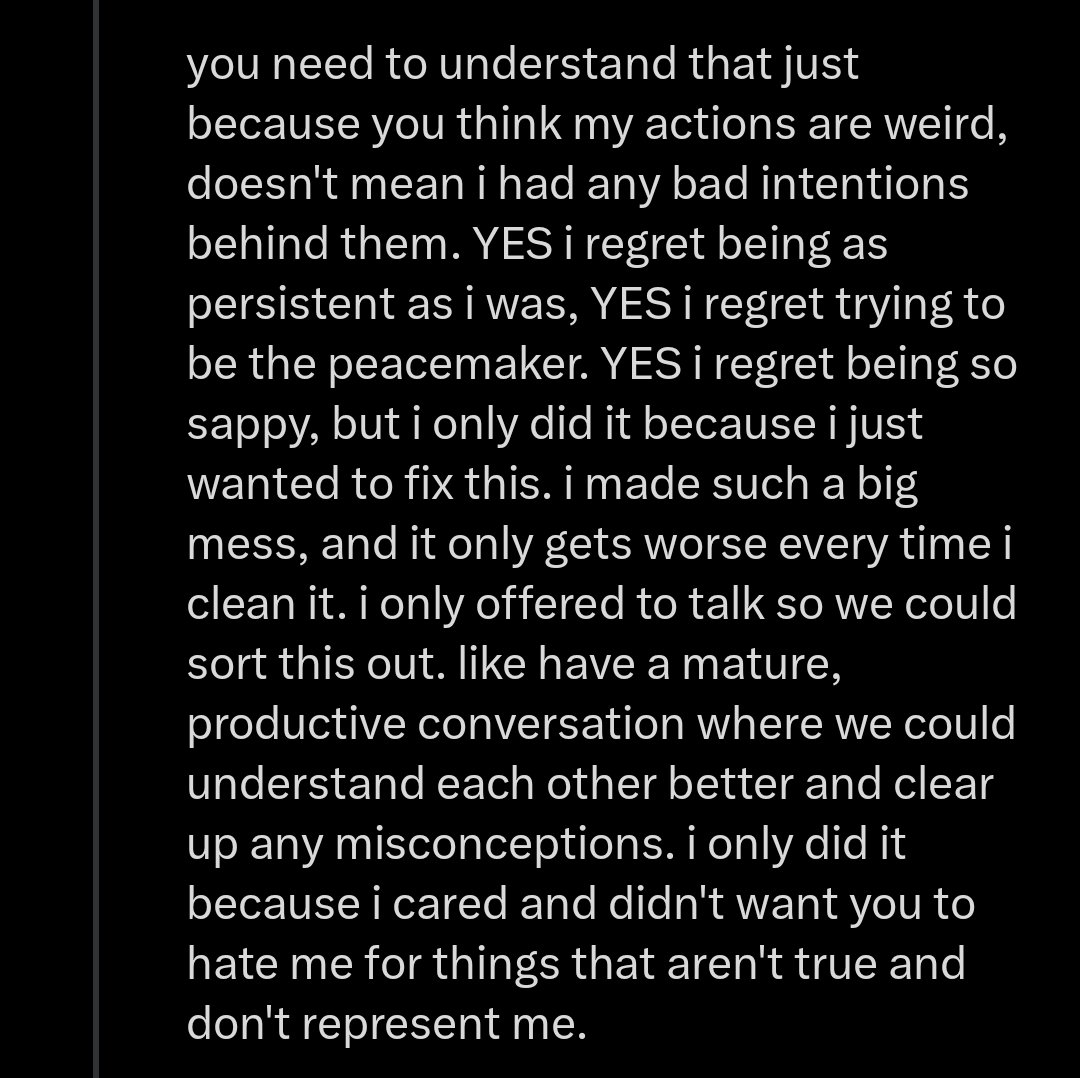 xenaslashbendy's tweet photo. (7/8) Dude your actions are still bad no matter if you had bad intentions or not. You're not fixing anything by not listening to me. You're one to talk about being mature, I was going to keep this private if you just listened to my wishes. And also, like I had said before, there- https://t.co/C4XcVq148R