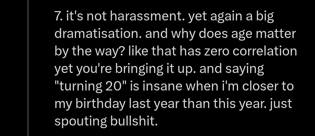 xenaslashbendy's tweet photo. (6/8) Once again, let me pull up the definition. You were unwanted and unwelcomed by me, I told you my reasons for blocking you and you continued to harass me. I brought up your age because something like this could be excused if you were like 14 or something, but you're a grown- https://t.co/ETqSplRx48