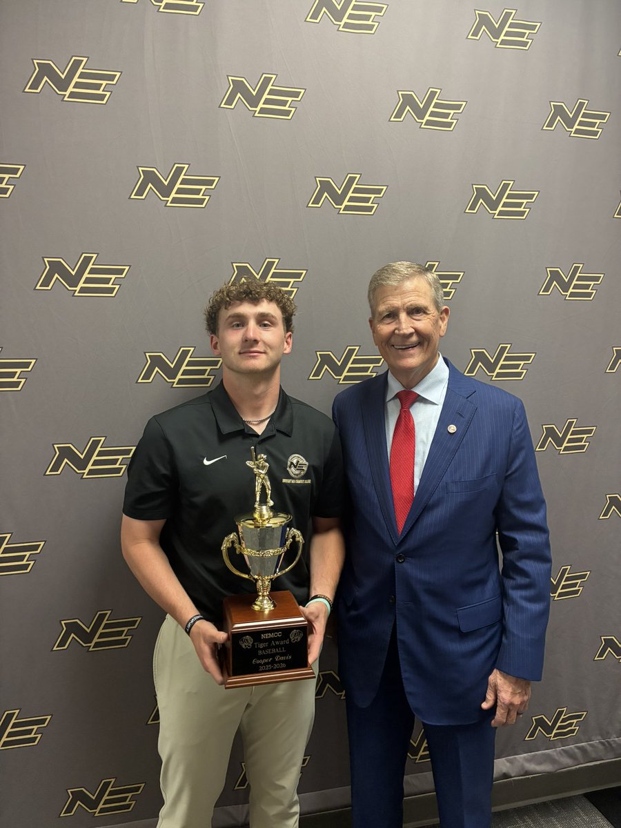 NEMCCBASEBALL's tweet photo. Congrats to 2026 #TigerAward winner @Cooper22D Thanks for the way you represent @NEMCCBASEBALL https://t.co/jEjvfdlR9a