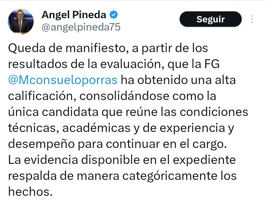 🚨 Ángel Pineda no es un vocero cualquiera: es la mano derecha de #ConsueloPorras y pieza clave dentro de un MP que está desmoronado.

❗️Ambos han sido señalados y sancionados internacionalmente, y aún así sale a imponer la narrativa de que ella es “la única” opción

🤬 No es
