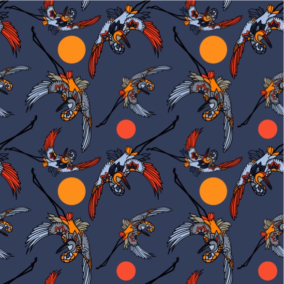 RalfiesDesign's tweet image. Electrifying birds soar across a night sky, their fiery feathers and bold sunbursts ignite the imagination. #FabricDesign #HomeDecor #PatternPlay