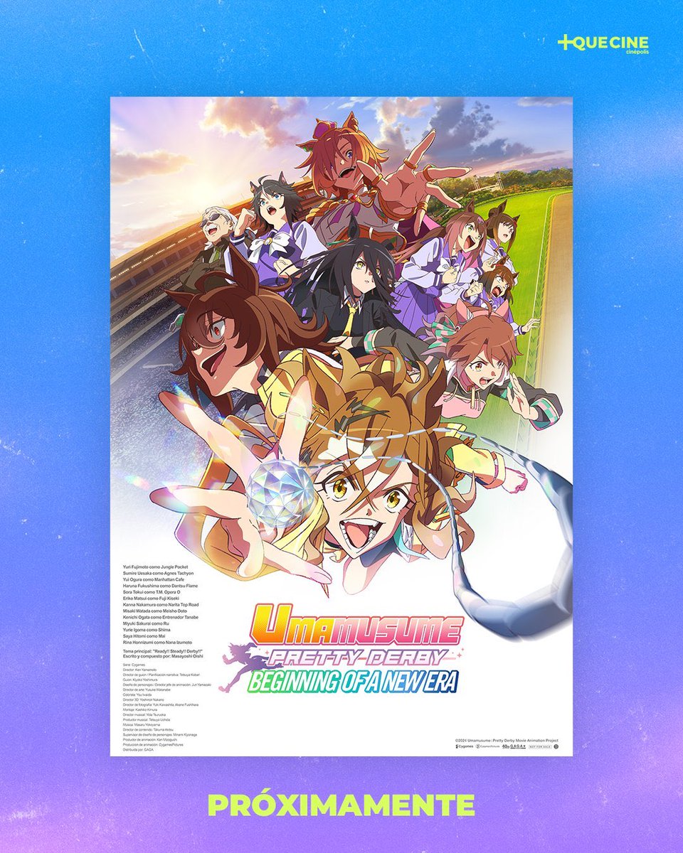Umamusume_mx's tweet image. Cinépolis de México confirma que va a traer la película de UMAMUSUME: PRETTY DERBY – The Beginning of a New Era.

 #umamusume #anime