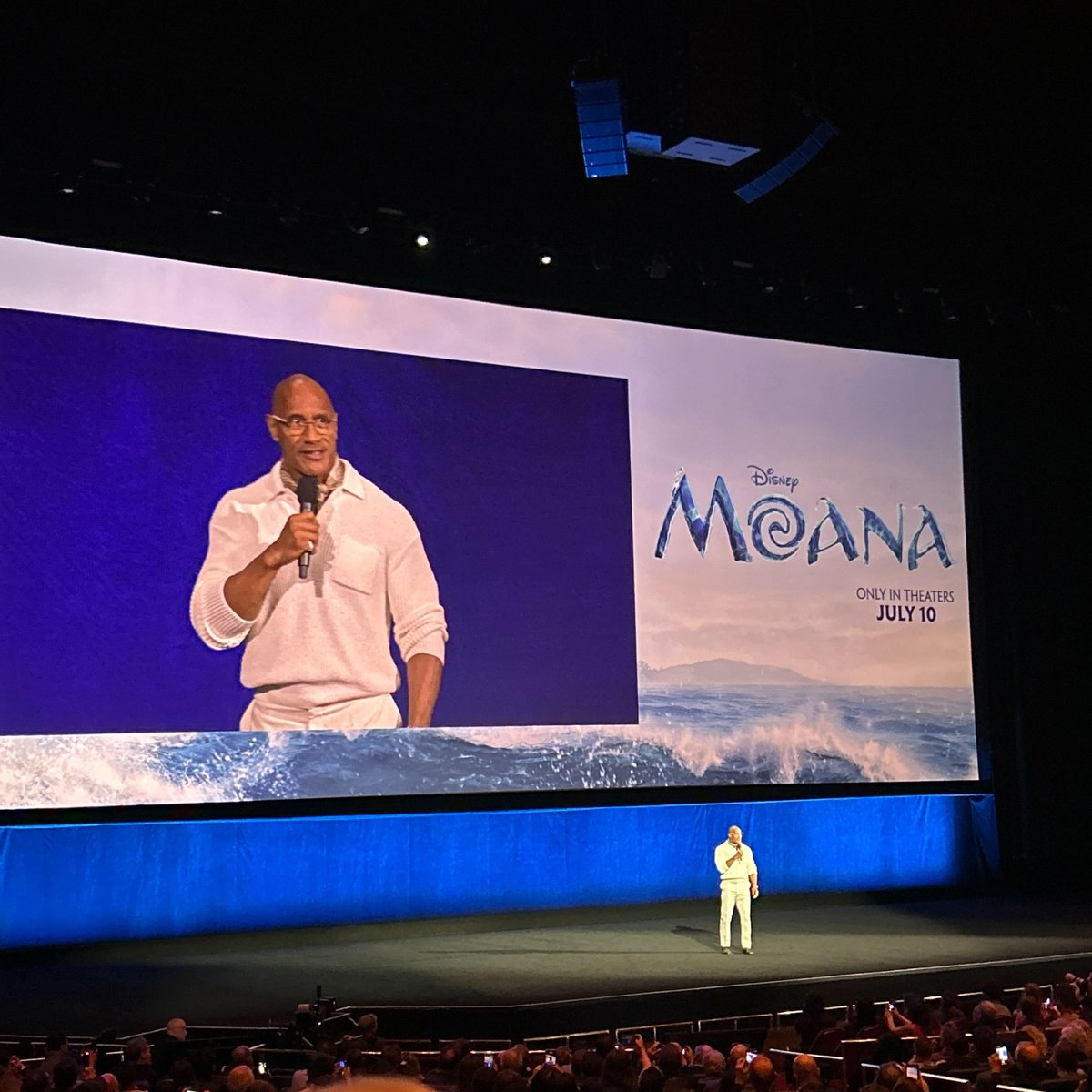 GeekVibesNation's tweet image. The Rock is on stage to talk about #Moana at #CinemaCon