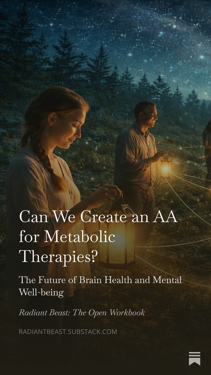Radiantbeasting's tweet photo. Could we create an AA for metabolic therapies?  At Metabolic Collective, we’ve been exploring what a grassroots, peer-led movement like this could look like and how we might build it together.  My latest article on my free Substack takes a closer look at this idea.  The link is in the comments.