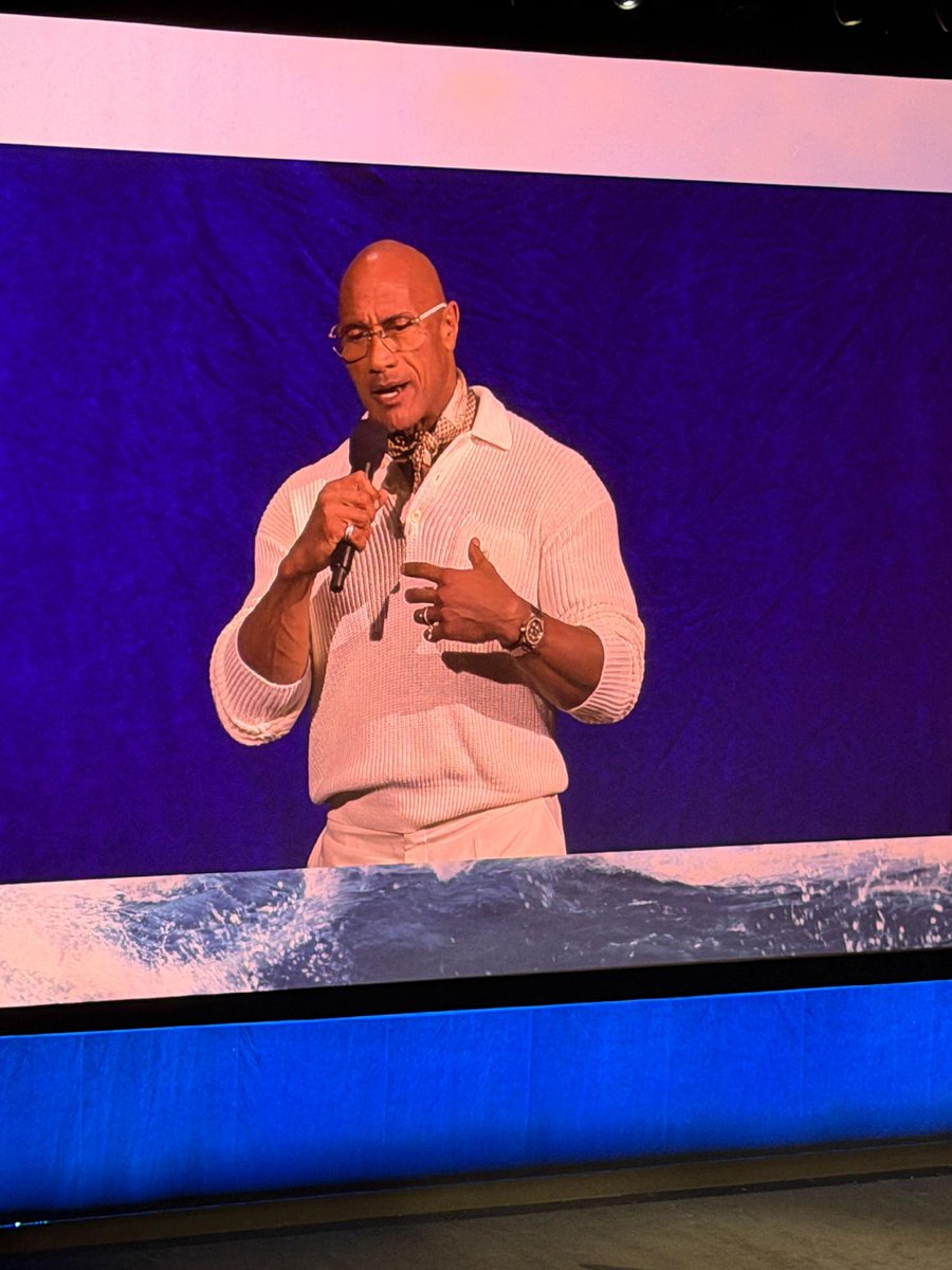 IGN's tweet photo. The Rock is here at #CinemaCon2026. https://t.co/0V275zt1Id