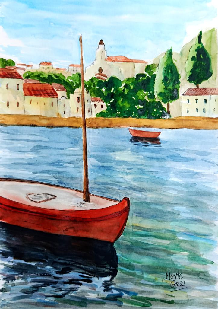 maitelabio's tweet image. Estudio de color y reflejos. 🛶 Un sket-ch (boceto) necesario para desconectar.
He usado acuarelas y papel mixto.
 #Sketchbook #Pintura
