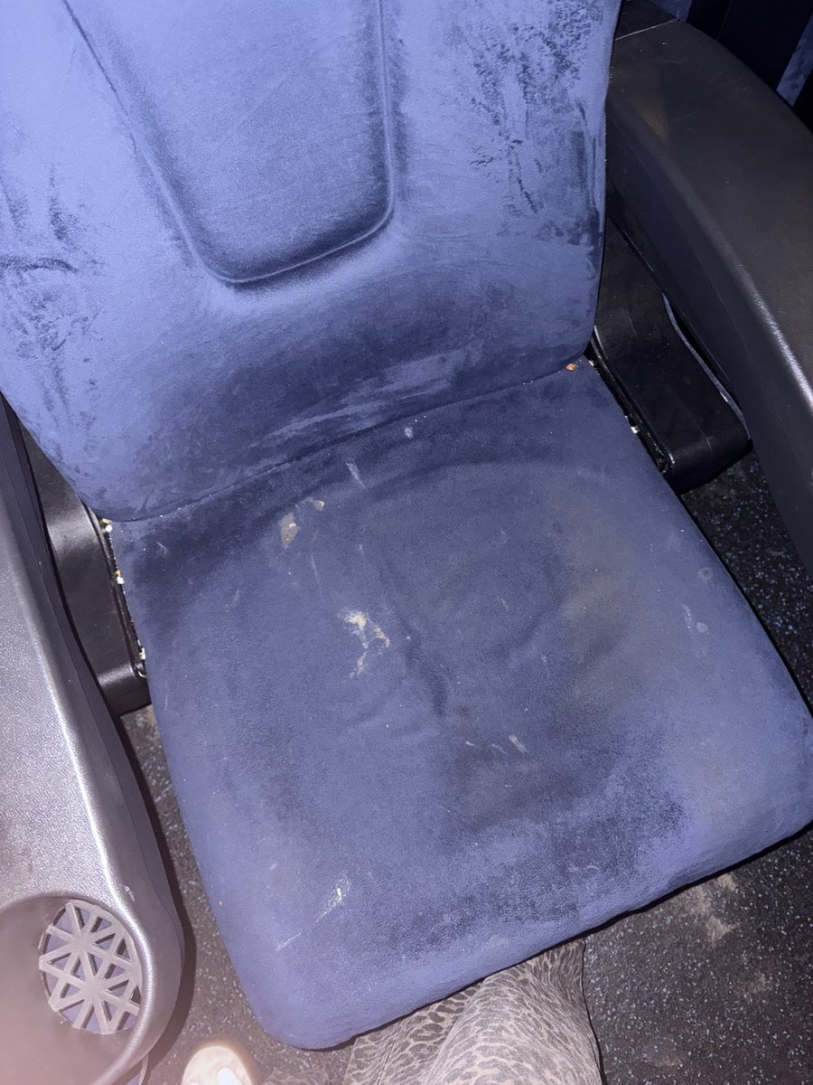 StephenTerry68's tweet photo. @ODEONHelp Paid for three premier seats at Rochdale Odeon tonight, this is what I got, they look wet, but it’s just ground in filth. What is premier about these? #Odeon #premierseating https://t.co/Yj4qdYyymW