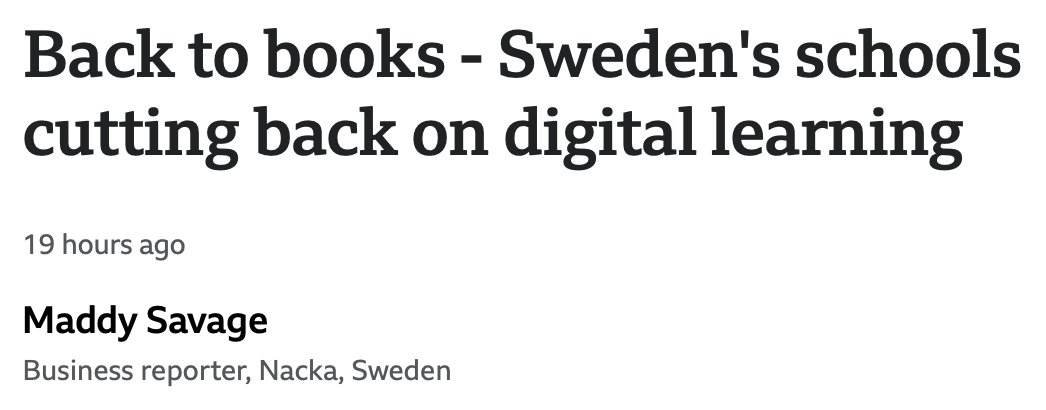 “Reading real books and writing on real paper, and counting with real numbers on real paper, is much better if you want kids to get the knowledge they need.” <a href="/JoarForssell/">Joar Forssell</a>