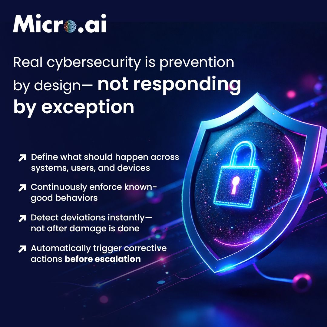 MicroAI_AI's tweet photo. Cyber-attacks are adapting and evolving. In an AI-enabled threat landscape, reacting is already too late.

A proscriptive cybersecurity footing flips the advantage. From chasing threats to constraining them. From alters to action.

#CybersecurityAgent #ProscriptiveSecurity https://t.co/zCcLNvoQjD
