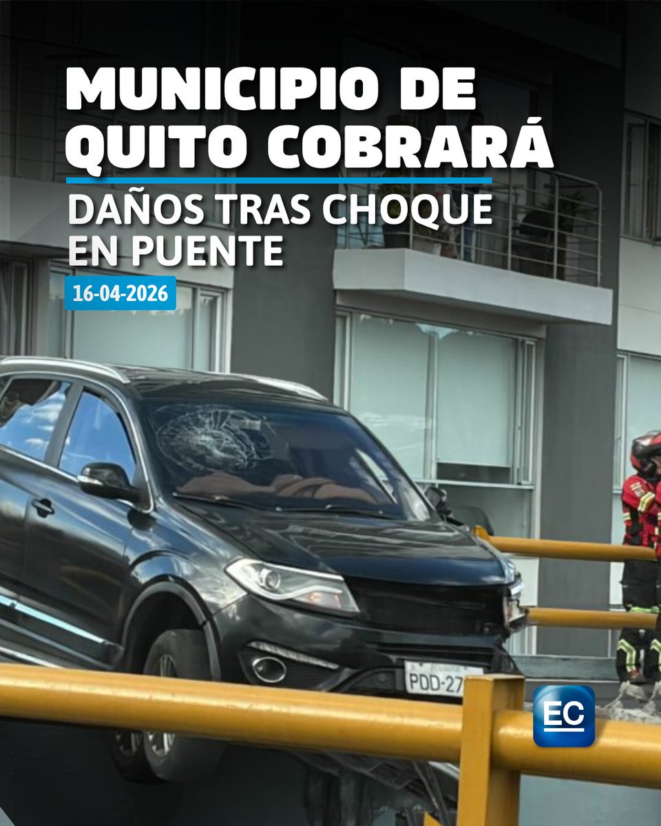 elcomerciocom's tweet photo. ⟫ https://t.co/lHqBRBz27x |🚗El choque en un puente de Quito del 11 de abril dejó daños estructurales y un carro destruido https://t.co/XfVXTFWuh1