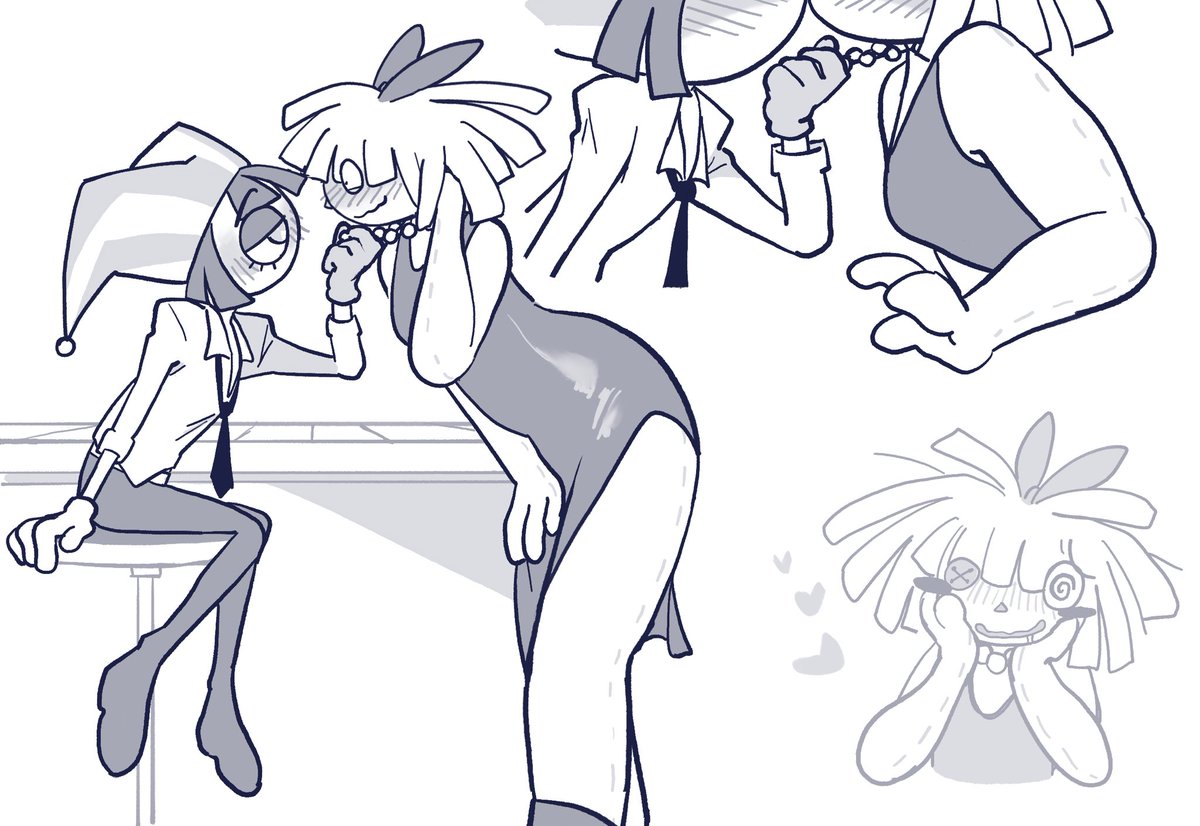 Spiced_Lotus_'s tweet image. Mentally I’m still at the bar scene #ragapom #ragatha #pomni 

I did not notice until looking up refs that pomni’s shirt is like so unbuttoned ? Girl who are you doing that for 🤨