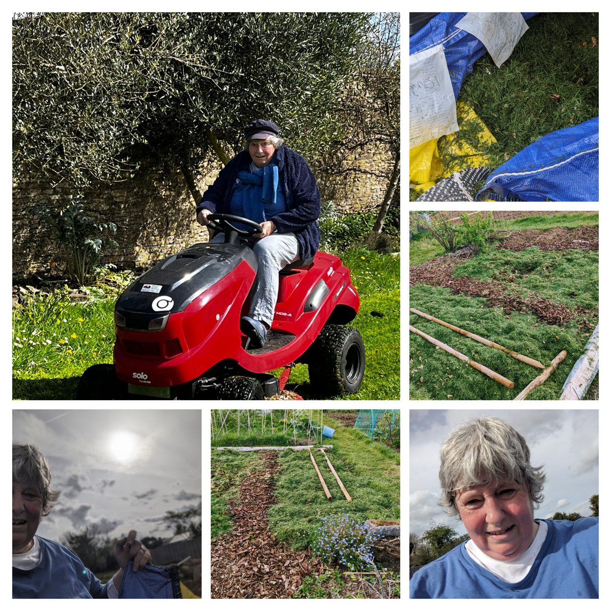 cj_annie's tweet image. All in a day's work, mowing, and the #sustainable bit :-  collecting grass clippings in a ton m2 bag, and spreading it on the #allotment JobDone ✅