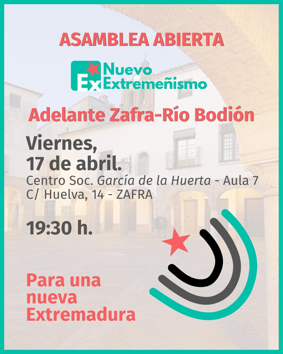 nuevoext's tweet photo. Mañana iniciamos un nuevo camino en Zafra y toda su comarca.

Queremos ofrecer una alternativa al bipartidismo, tomando las decisiones desde aquí, desde casa.

Sin mandatos desde Madrid. https://t.co/vGILtwRbo7