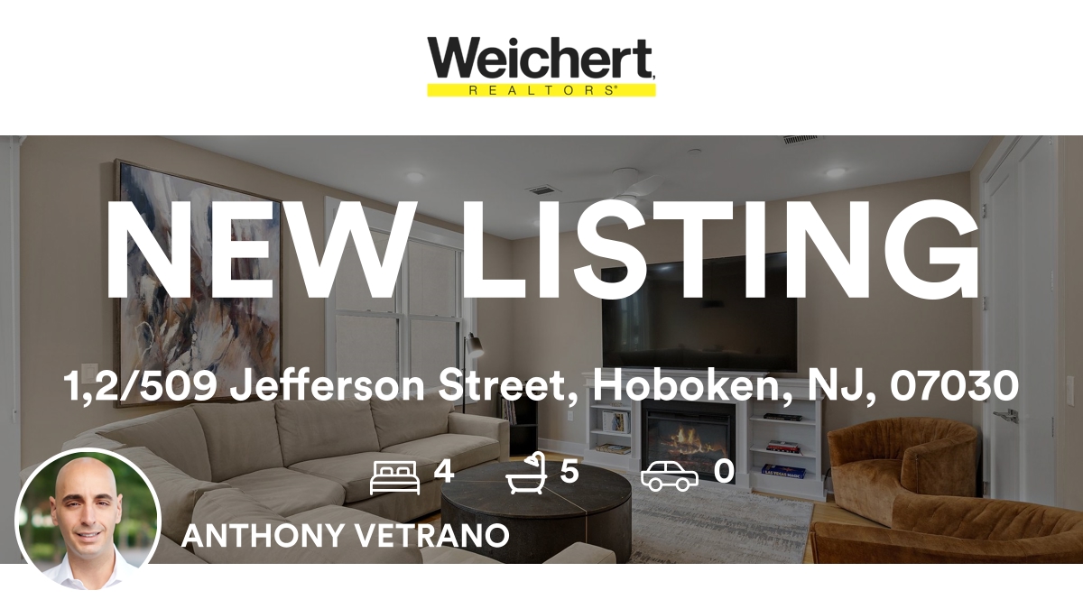 AnthonyJVetrano's tweet photo. 🛌 4 🛀 5
📍 1,2/509 Jefferson Street, Hoboken, NJ, 07030

My latest listing on RateMyAgent.
NJ 2076762
https://t.co/jCCTqkv9QX

...
#ratemyagent #realestate https://t.co/fQ765HjVsb