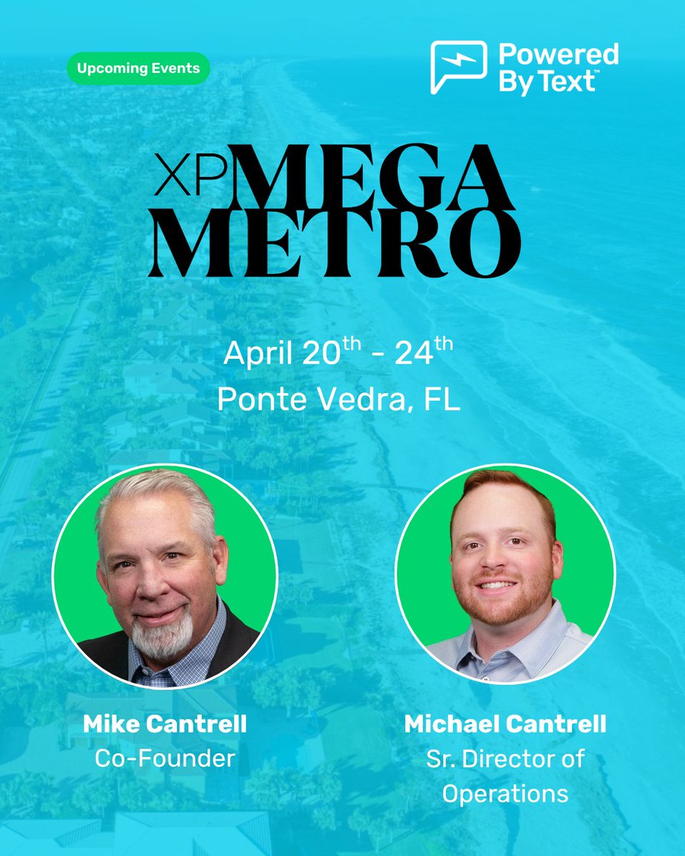PoweredByText's tweet photo. ⚡️ Our team is heading to the XP Mega Metro Conference in Ponte Vedra, FL!

We’re looking forward to helping you build a discipleship text journey that ensures you leverage technology to minister to your church and create real impact. 

Stop by our booth to discuss some of the proven strategies we've developed specifically for churches. 

If you'll be at the XP Mega Metro Conference, set up a time to meet with our team:
📲 Text MIKE to 77007
📲 Text MICHAEL to 77007

#PoweredByText #XPMegaMetro #ChurchPlanting #MinistryTools #Florida #DigitalMinistry #ChurchLeadership #MinistryDevelopment #PastoralLeadership