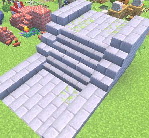 pleinair1212's tweet image. 毎日新ブロック追加285日目【３段の石階段】
 #Minecraft #Blockbench