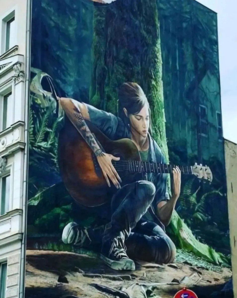 nouatre's tweet image. #streetart. #urbanart. #mural
By : Metod Culum Marko 
( Ellie plays guitar )
#Thelastofus2
