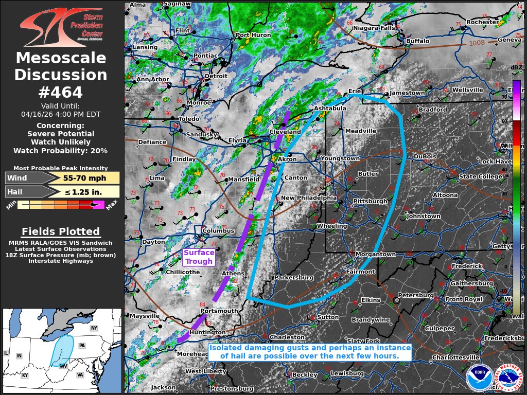 1:38pm CDT #SPC_MD 0464 , #pawx #nywx #wvwx #ohwx, spc.noaa.gov/products/md/md…