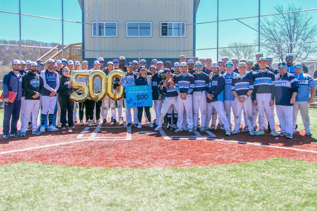 GarrettLakers's tweet photo. "We did it the Garrett Way — with a team effort."

Garrett College Baseball celebrated a major milestone as Coach Eric Hallenbeck earned his 500th career win in a 5-2 victory over Hagerstown.

Read more: https://t.co/QXKTtEft2t

#GarrettLakers #GCBaseball #LakerNation https://t.co/cjXw63LeHL