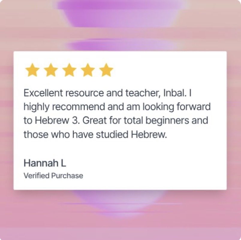 hebrewbyinbal's tweet image. When I see these pop up they feel like warm hugs.  

Thank You, another Hebrew Language Student on a beautiful journey. 

#LearnHebrew #Beginner #5Star #LanguageCourse #HebrewByInbal