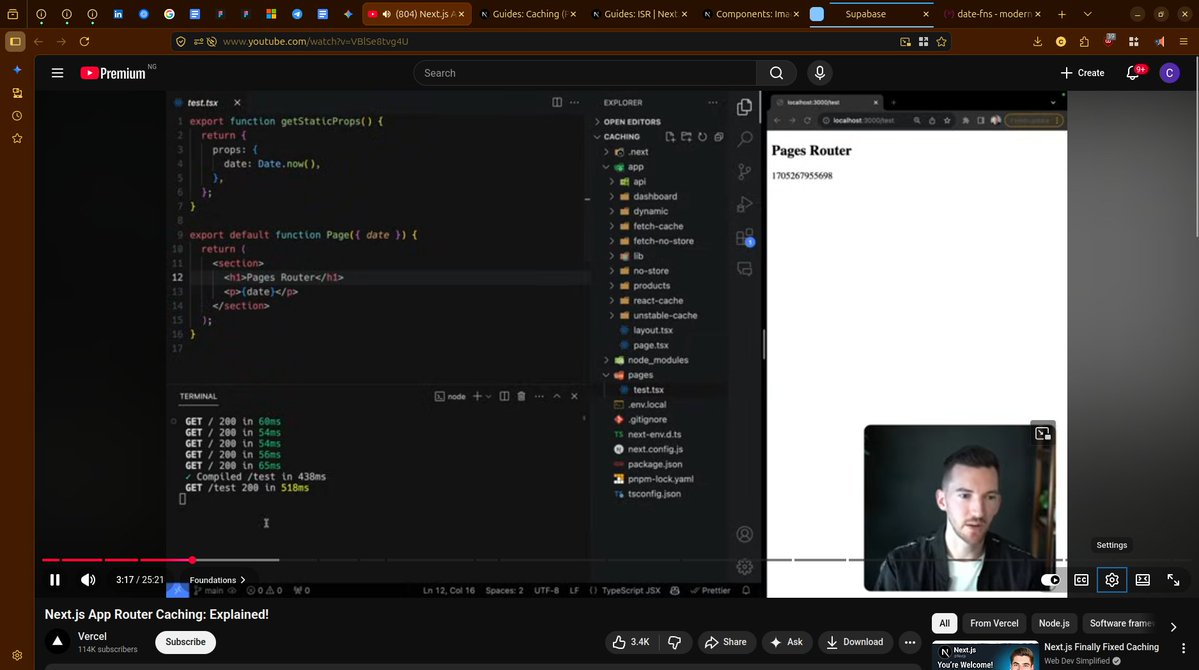 naijadebugger's tweet image. Day 95/100 🚀 #100DaysOfCodeAndDesigns with @SarcasticGeek4u
looking into how Next.js handles data fetching &amp;amp; caching in App Router. especially how it works with Supabase

fetching data every time a user reloads the page slows things down &amp;amp; can become expensive as the app scales