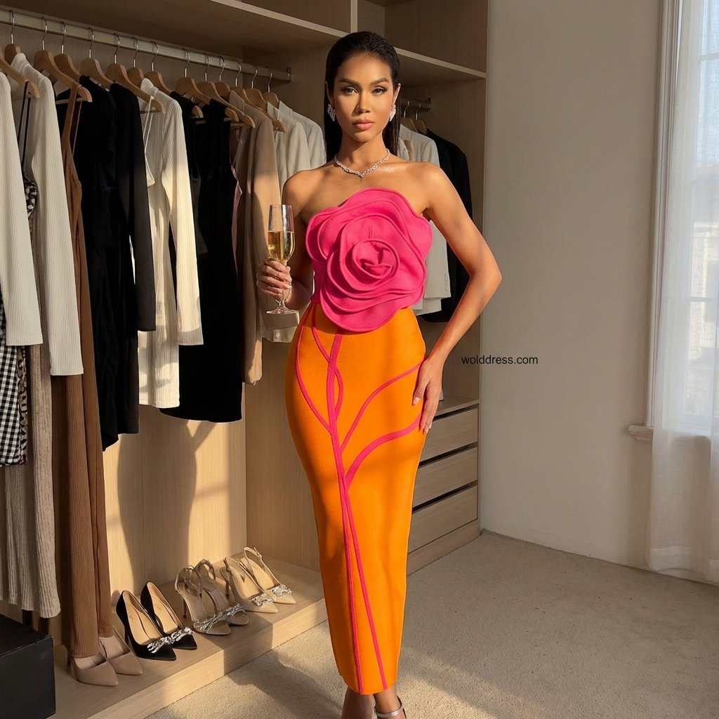 JamesMoalesse's tweet image. The only strapless dress you won’t have to pull up all night. The sculpting bandage fabric is a game changer for formal events. 🌹 #wolddress #fashionhack
