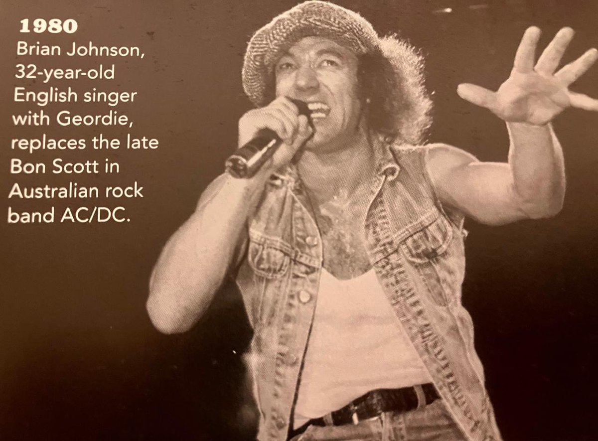 DavidPraDino's tweet photo. #aDayLikeToday by #EraDInosaurio
1980 El cantautor británico Brian Johnson del grupo Geordie abandona dicha agrupación para convertirse en el flamante front man de AC/DC en sustitución del recientemente fallecido Bon Scott
#ACDC https://t.co/rltBAzPCqj