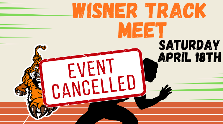 NbcTrack's tweet photo. We regret to inform you that the Wisner Track Meet Scheduled for Saturday April 18th has been cancelled due to predicted weather. https://t.co/M3UIy0GweD