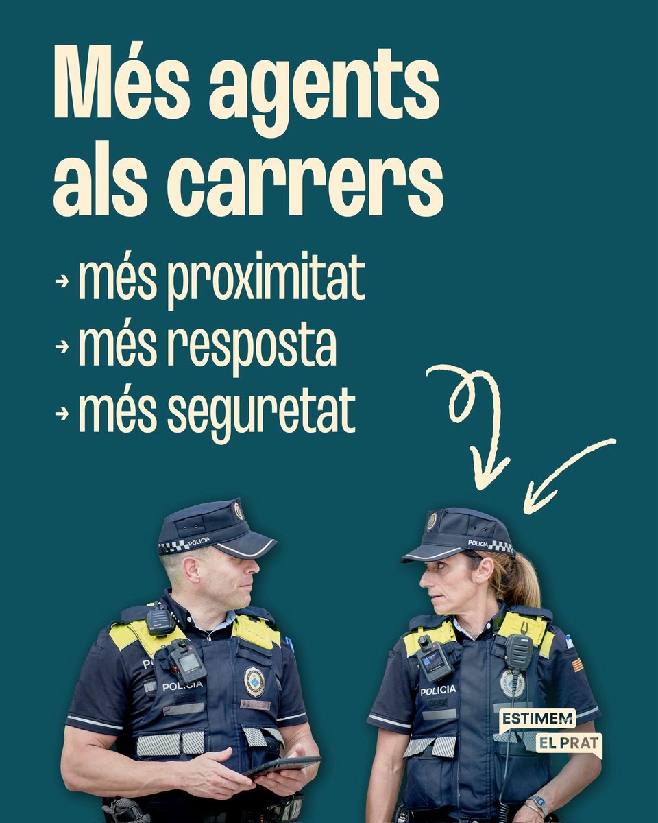 elprat_estimem's tweet photo. 👏 Bona notícia per a la ciutat:  es reforça la policia local amb 15 noves places, tal com en @Gerard_Valverde va acordar amb l'equip de govern. Tot i així, cal continuar ampliant la plantilla 🚔👮

Seguim treballant per una ciutat més segura 💪

#Seguretat #Compromís #Ciutat https://t.co/wKSf2xWRny
