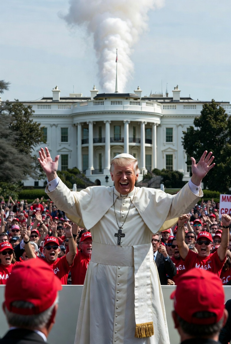 fluglehrer_neu's tweet image. und #DementiaDon sieht weißen rauch aufsteigen ;-)
doppelrolle: #king #pope