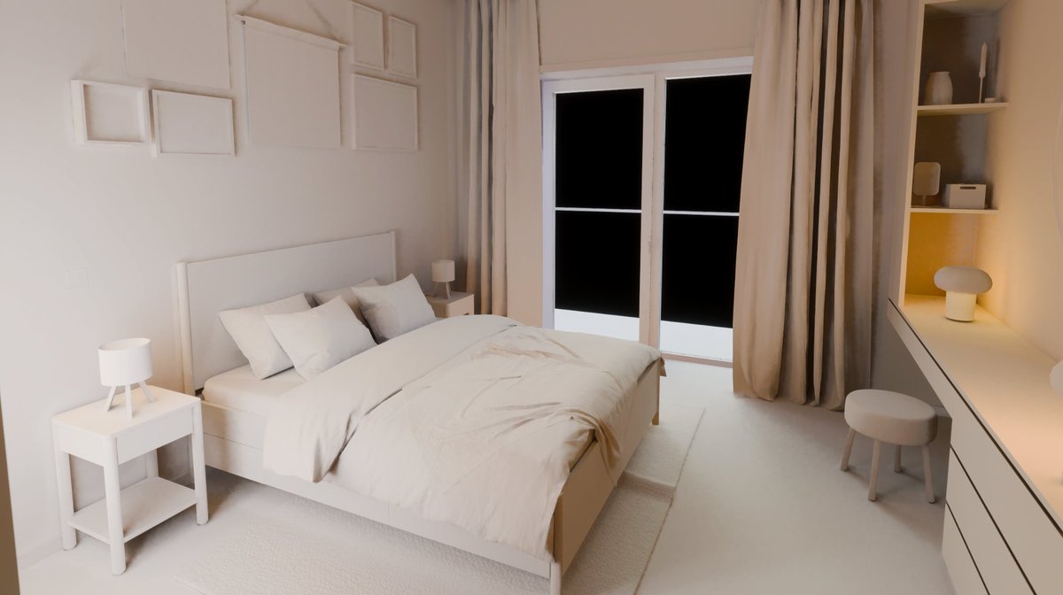 Passer1dae's tweet image. Testing WSGI in a new interior with strong sunlight + skylight + emissive lamps:

1. Final frame with GI
2. GI-only debug visualization
3. Direct lighting only (no GI)

The scene is "Bedroom Interior" (u3d.as/3M3Z) by @MsMarvDes

#gamedev #indiedev #unity3d