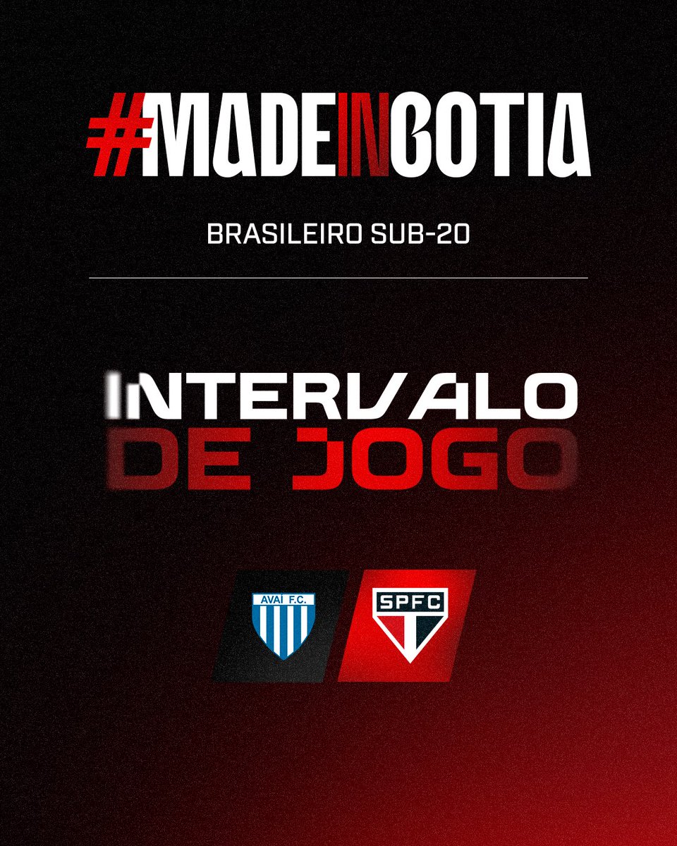 SaoPauloFC's tweet photo. Brasileiro Sub-20: Fim do primeiro tempo #AVAxSPFC (1-1)

⚽ Gol contra

#MadeInCotia 
#VamosSãoPaulo 🇾🇪 https://t.co/kdjnIdGxoI