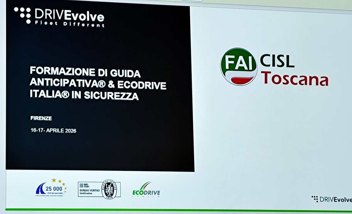 ci_gori's tweet photo. Firenze 16 aprile 2026. 1° modulo corso di formazione alla guida sicura ed ecologica. #FaiCisl #faicisltoscana @fai_cisl @CislToscana https://t.co/B88F2d3NA3
