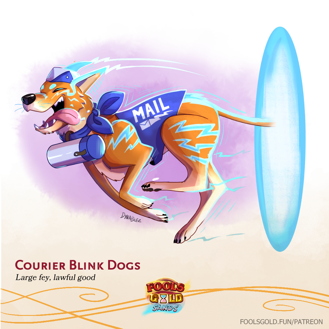 DingoDoodles's tweet image. Who is this with your morning mail? It's the Courier Blink Dog service! 
Stats available on our Patreon at the Demon Lord tier and up! 😈

50% off for new members! 
Use code: GOBLIN

👇LINK BELOW👇

#dndart #dungeonsanddragons #podcast #ttrpgcommunity #ttrpg #dnd5e #conceptart