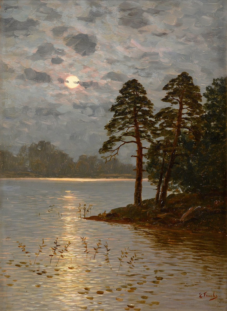 angelicaio81153's tweet image. Dark &amp;amp; fantastic classic masterpieces 

Moonlight Coastal Landscape 

Eugen Taube (1869 - 1913 ) , Finnish master artist landscape painter 
#artwork #moonlight #landscape #oilpainting
