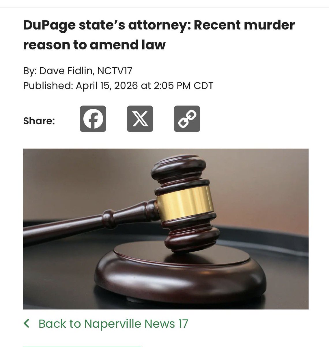 Joshmcbroom's tweet photo. Timely news today, given the conversations on this page about what is and isn’t allowed under the SAFE-T Act. Article linked in the comments.

It’s worth reading.

I want to thank DuPage State’s Attorney Bob Berlin for continuing to highlight gaps in the Pretrial Fairness Act.

This case raises a serious issue. A prior domestic violence related offense wasn’t detainable under current law.

It appears the County Board is now taking a closer look.

That’s a step in the right direction. But it’s fair to ask why it takes a tragedy to prompt action when concerns like this have been raised for some time.