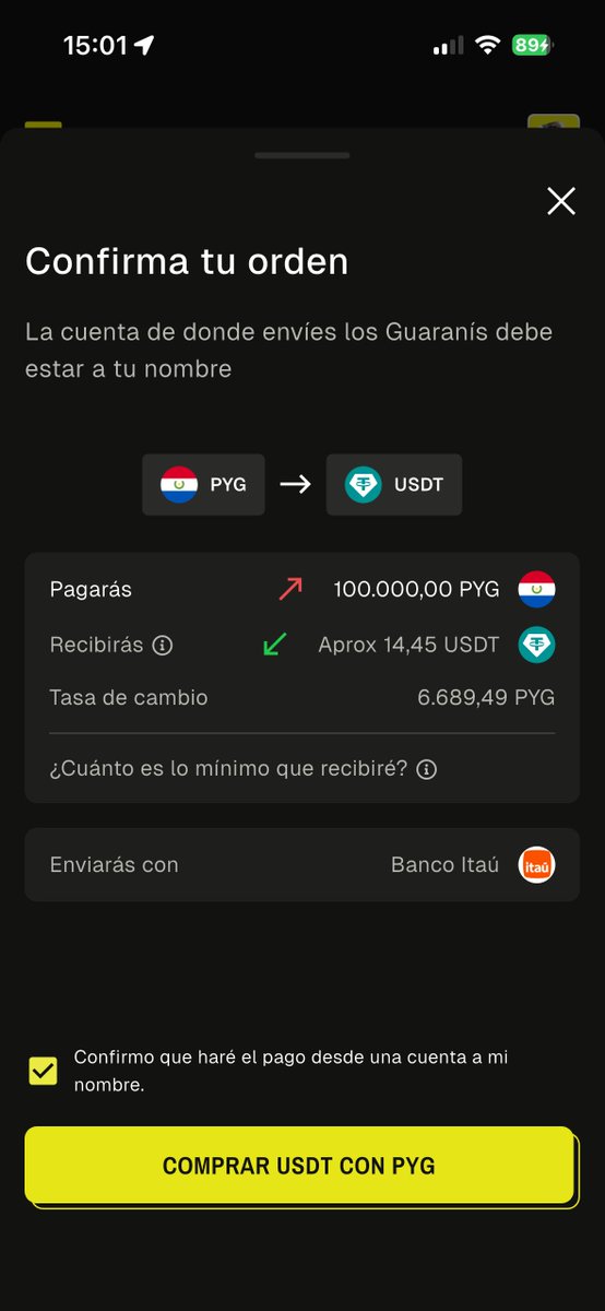 0xPumbi's tweet photo. Comprar dólares digitales desde Paraguay 🇵🇾 con @eldoradoio 

Te decidiste al fin a empezar a ahorrar en dólares digitales y no pensas pasar por toda la burocracia que implica tratar con un banco.

Te cuento cómo lo hice y cómo vos también podes hacerlo 🙌🏻

Te presento a El Dorado.

Es una wallet digital que te permite:
🤝 Comprar dólares digitales (USDT)
🔄 Convertirlos a guaraníes cuando lo necesites

Qué necesitás para arrancar?

✍🏻 Registrate desde este link: https://t.co/xstAJS4E8e
🪪 Tener tu cédula de identidad a mano
⏱️ El proceso toma ~3 minutos (es súper simple e intuitivo)

Ahora sí, vamos con el paso a paso:

🔸Vas al botón “Cambiar” en la pantalla principal
🔹En Enviar, seleccionas PYG e ingresas el monto
🔸En Recibir, elegís USDT
🔹En Métodos de pago, seleccionas tu banco
(están prácticamente todos los principales del país)
🔸Si es tu primera vez, vas a ver un video guiado con el paso a paso
🔹Esperas a que se genere la orden
🔸Envias los guaraníes siguiendo las instrucciones
🔹Esperas la confirmación de la contraparte

Y listo!

Tus dólares digitales ya están acreditados en tu cuenta 💸

Rápido, simple y sin vueltas.

Lo vas a probar?

#ExperienciaElDorado