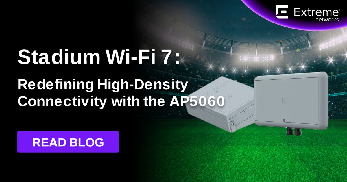 ExtremeNetworks's tweet image. 🛜 #WiFi expert @mistermultipath highlights the new AP560 in his blog – a high-density, outdoor #WiFi7 access point designed to perform under the most demanding conditions: game day, sold-out crowds, and peak digital engagement.

Read more: extremenetworks.com/resources/blog…