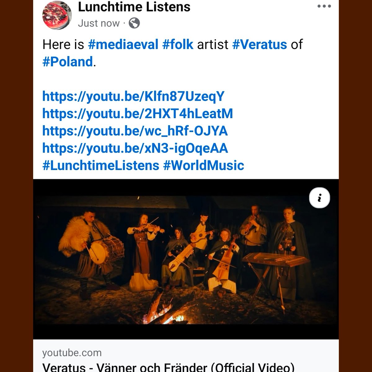 LiamOMaraIV's tweet image. Here is #mediaeval #folk artist #Veratus of #Poland.

youtu.be/Klfn87UzeqY
youtu.be/2HXT4hLeatM
youtu.be/wc_hRf-OJYA
youtu.be/xN3-igOqeAA
#LunchtimeListens #WorldMusic