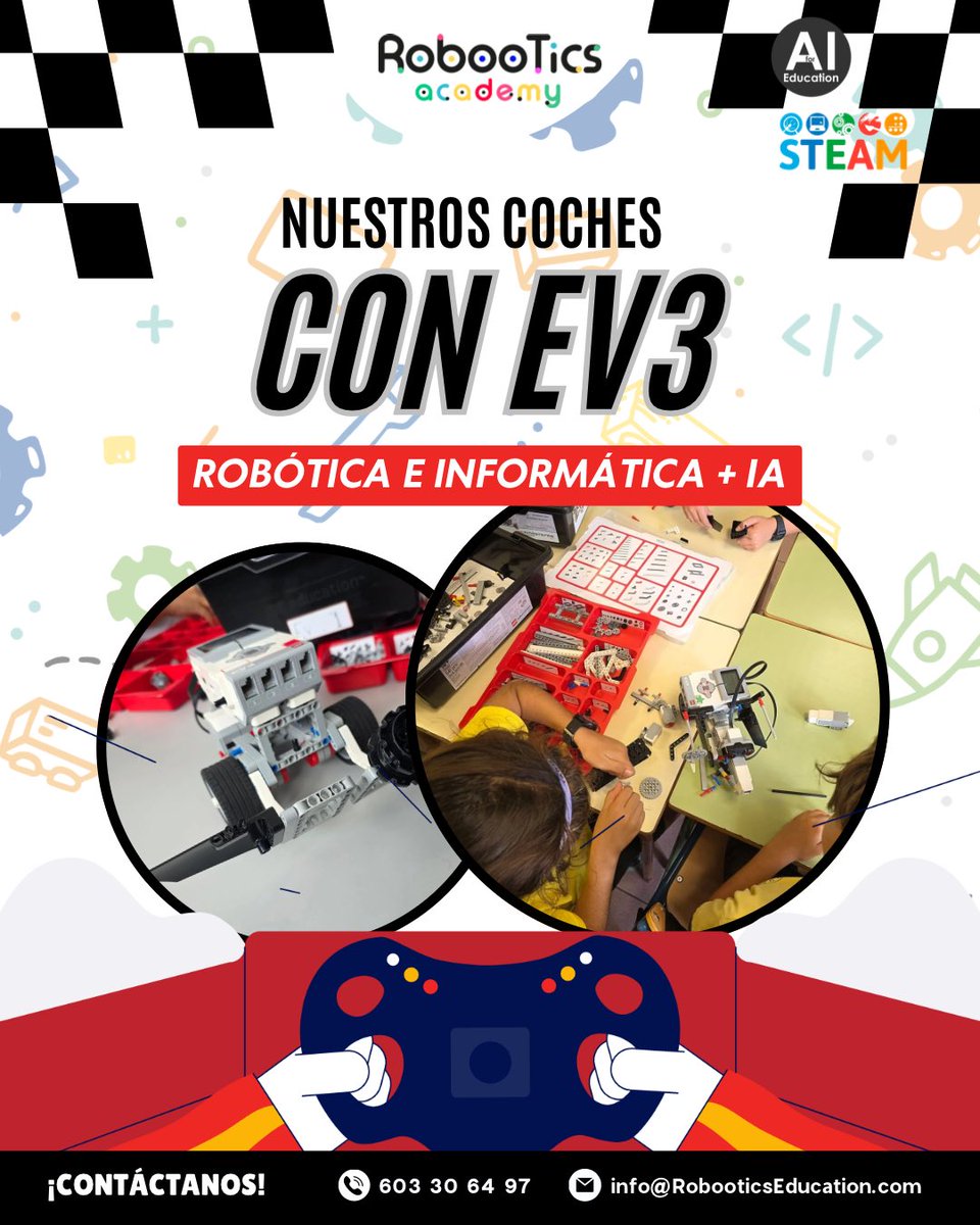 robootics_'s tweet photo. 🚗🤖 ¡Nuestros coches con EV3!

Nuestros alumnos de robótica e informática + IA se han convertido en auténticos ingenieros por un día, construyendo sus propios coches con LEGO EV3 🧠⚙️

Entre risas y pruebas han aprendido sobre programación, mecánica y trabajo en equipo. https://t.co/l8c6LztADI