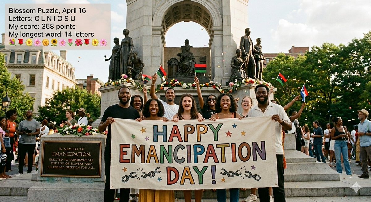 2God4em's tweet image. History provides a powerful conclusion to one era while opening the door to another. On #EmancipationDay and end of Slavery, we reflect on the weight of truth, and the journey toward #Freedom. Through the lens of #Oumancy it guides us toward. ⚖️ ✨ ⛓️‍💥

merriam-webster.com/games/blossom-…