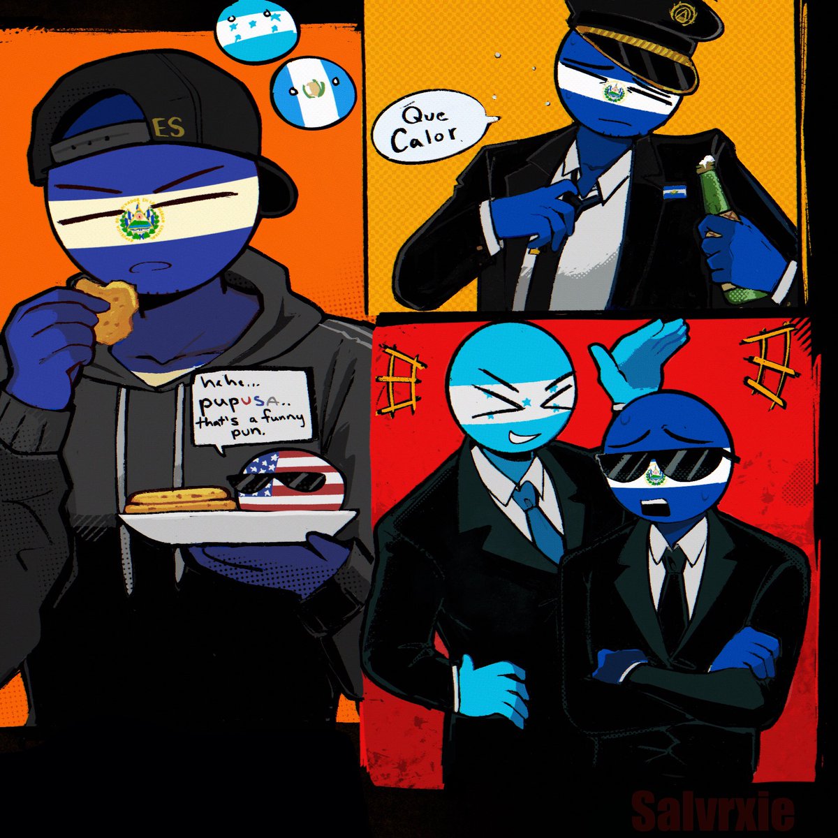 He’s a dork but he’s my dork…
#countryhumans
#countryhumanselsalvador