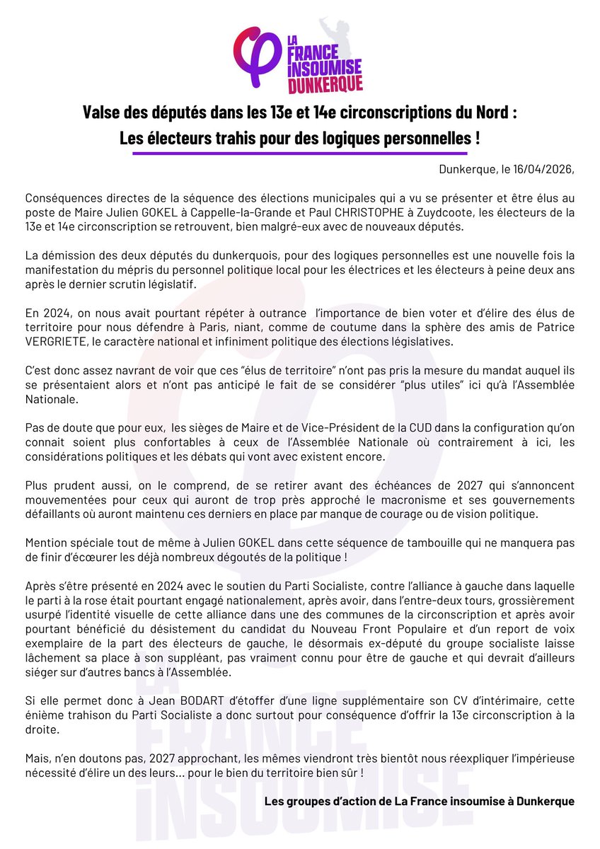 dlacroix5913's tweet photo. Changements de députés dans le dunkerquois : tambouille entre amis et mépris des électeurs !
#circo5913 #cirxo5914 #nord https://t.co/DeVJ81iF6n