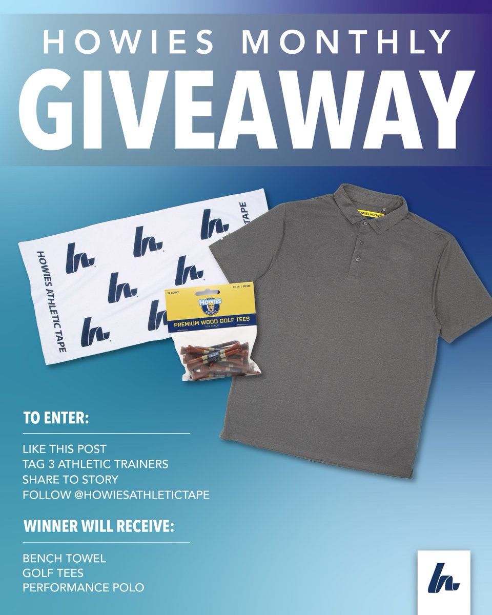 howiestape's tweet photo. Time for the Howies Athletics April Giveaway!! Follow the steps above for a chance to win a Howies Bench Towel, Howies Golf Tees and a Performance Polo 🤩⛳️ #StickWithTheBest https://t.co/uxrvi0vokF