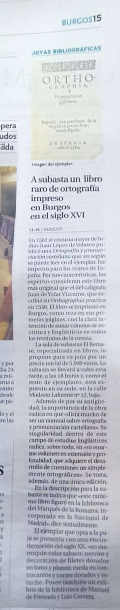 Jjo_Rodriguez's tweet photo. Subastas @ElRemate_ "Ortographia y pronunciacion castellana". #Burgos, 1582.
Para los que sabemos:
PALAU, 142207. Catálogo Colectivo del Patrimonio Bibliográfico. #CCPB.
¿Alguien en @JCyL que disponga de 5.000 edus? https://t.co/teosnvoc68