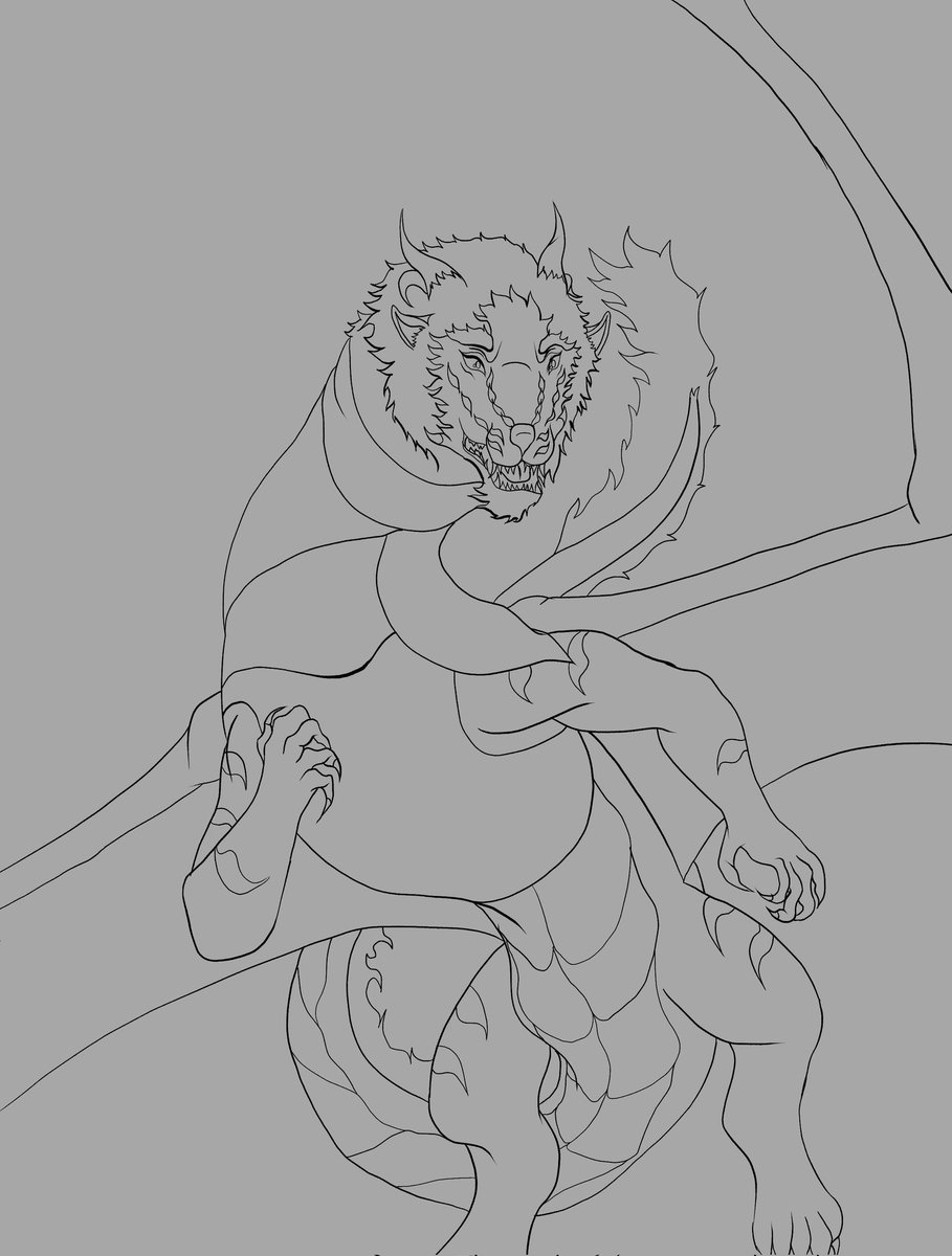 Isaac_TheRaccon's tweet photo. Work in progress, trying to learn to draw one of my dragons on the tablet again. https://t.co/DmrMxfaD2J