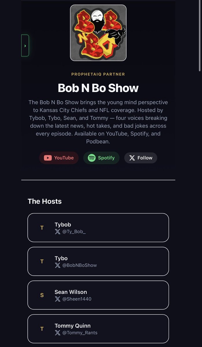 We’ve partnered with the Bob N Bo Show to bring you podcast coverage on all things NFL &amp; NFL odds as we lead up to the season.

Check out their latest catalog &amp; don’t forget - subscribe to their YouTube &amp; follow their X!

🔗prophetaiq.com/media/bob-n-bo…

📊 <a href="/ProphetAiQ/">ProphetAiQ Sports</a> x <a href="/BobNBoShow/">Bob N Bo Show</a> 🏈