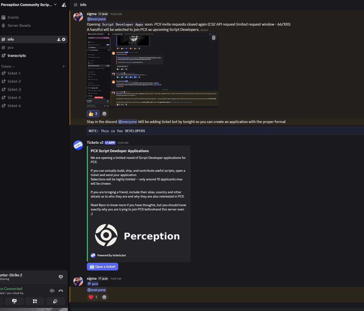 sigma_gs's tweet photo. Our invite requests close tonight. We expected ~100 invites to last into next week; however, we're satisfied with 66~ since we opened them!

Final Script Developer applications for the season are open. You can bring a friend along as well if you're accepted as a Script Developer: https://t.co/FkKNqtzkbP